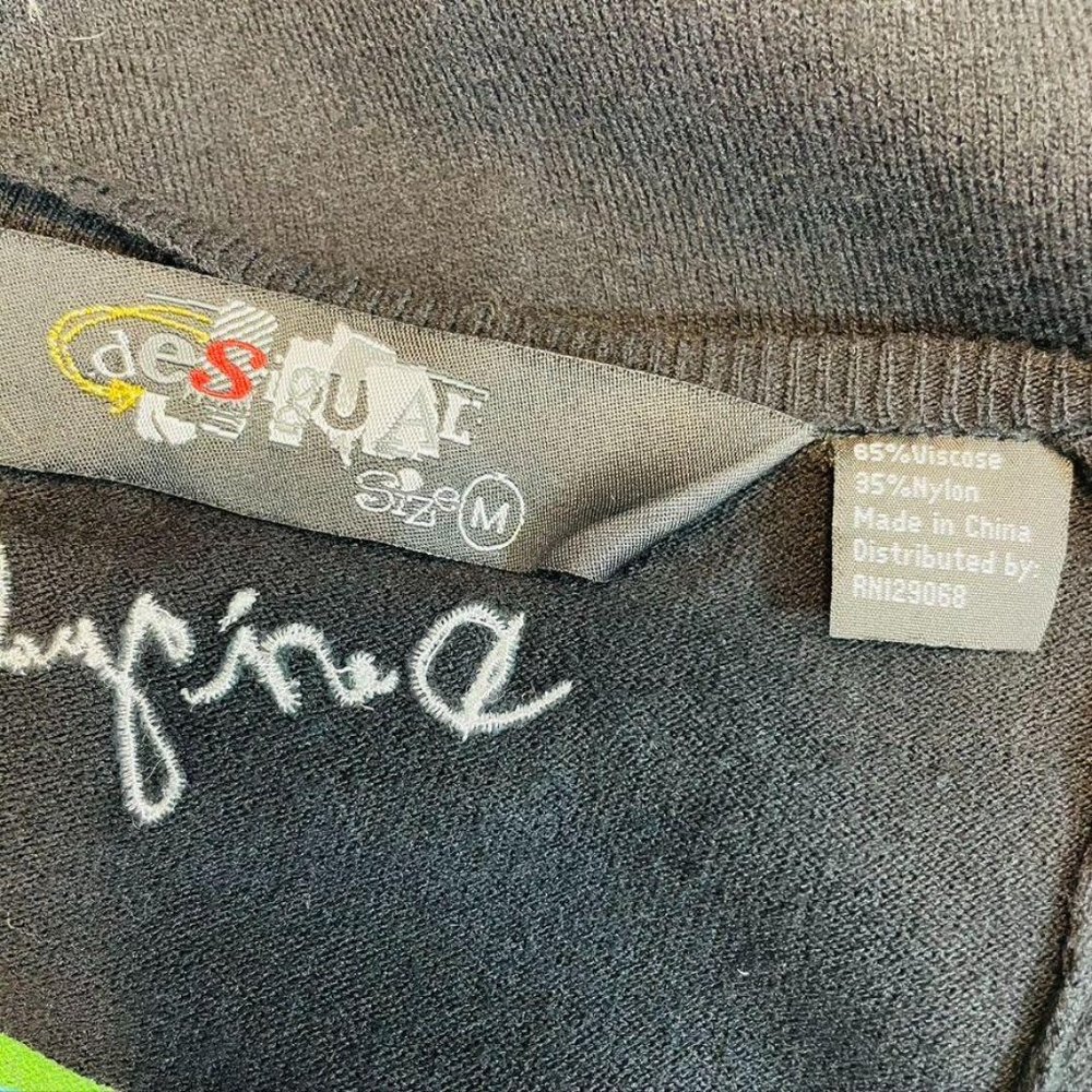 Desigual Black Knit Floral Embroidered Dress - Picture 8 of 8